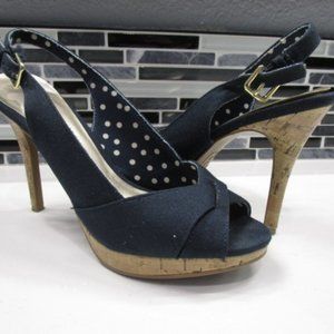 Navy Canvas and Cork Heels